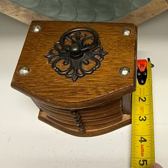 VINTAGE Wooden Mini Chest of Drawers Coaster Set Wood/Cork - Picture 9 of 12